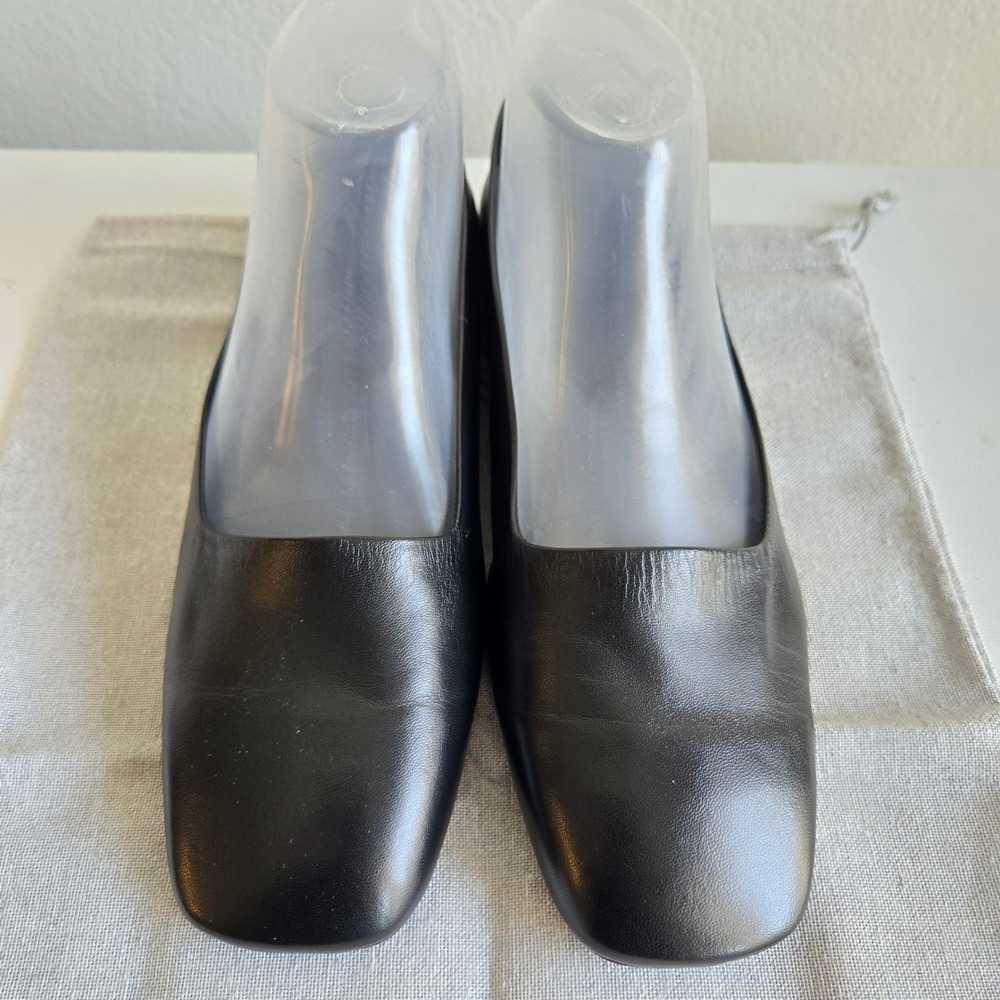 Aquatalia Womens Black Leather Square Toe Flat Shoes Made in Italy Size 9M - Picture 3 of 11